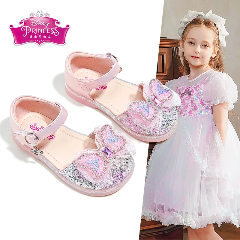 迪士尼公主鞋夏季凉鞋亮闪闪艾莎女童鞋女孩软底表演鞋子DP22531