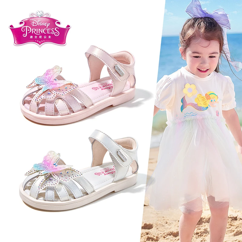 迪士尼艾莎公主鞋女童鞋小女孩夏季女宝时尚软底凉鞋子尤莱特