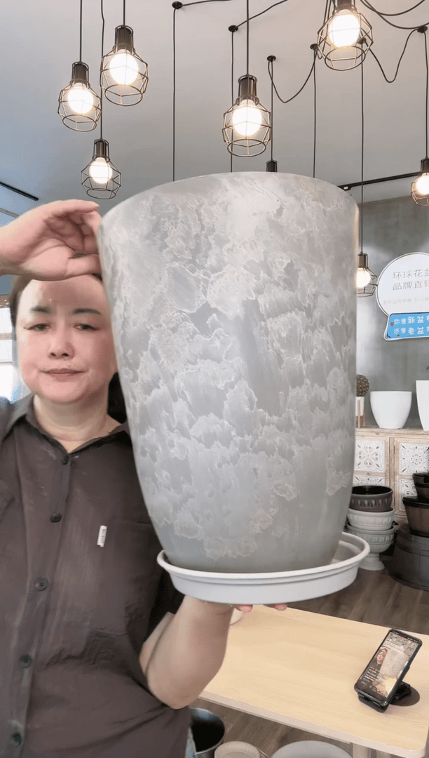 【闪购商品】塑料20CM以下木塑290水泥木纹色2只带托（圆219