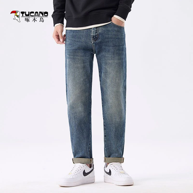 TUCANO/啄木鳥舒适有弹力 百搭休闲大码潮流牛仔裤 显高显瘦1003