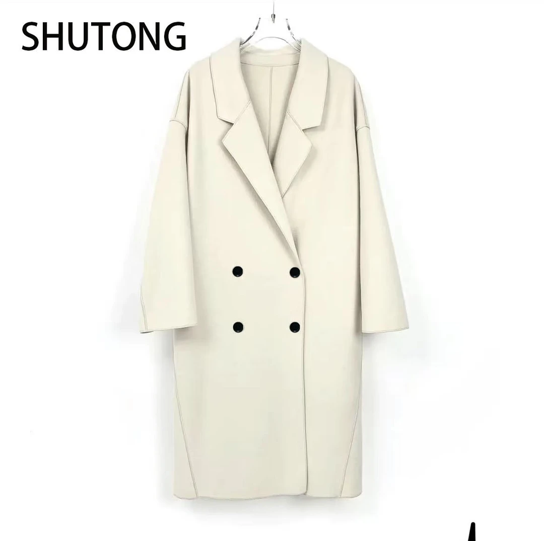 SHUTONG2236米兰 YYDS气质时尚大衣外套双面呢过膝百搭长款大衣
