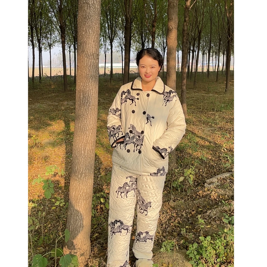 【韩梅内衣家】2024新款三层夹棉加厚女睡衣套装加绒甜美2288862