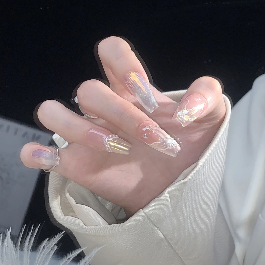 【一尾美人】LL手工定制穿戴甲烟花秋冬显白指甲贴