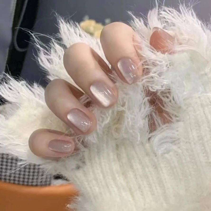 【白开水】手工猫眼定制穿戴甲秋冬显白美少女美甲