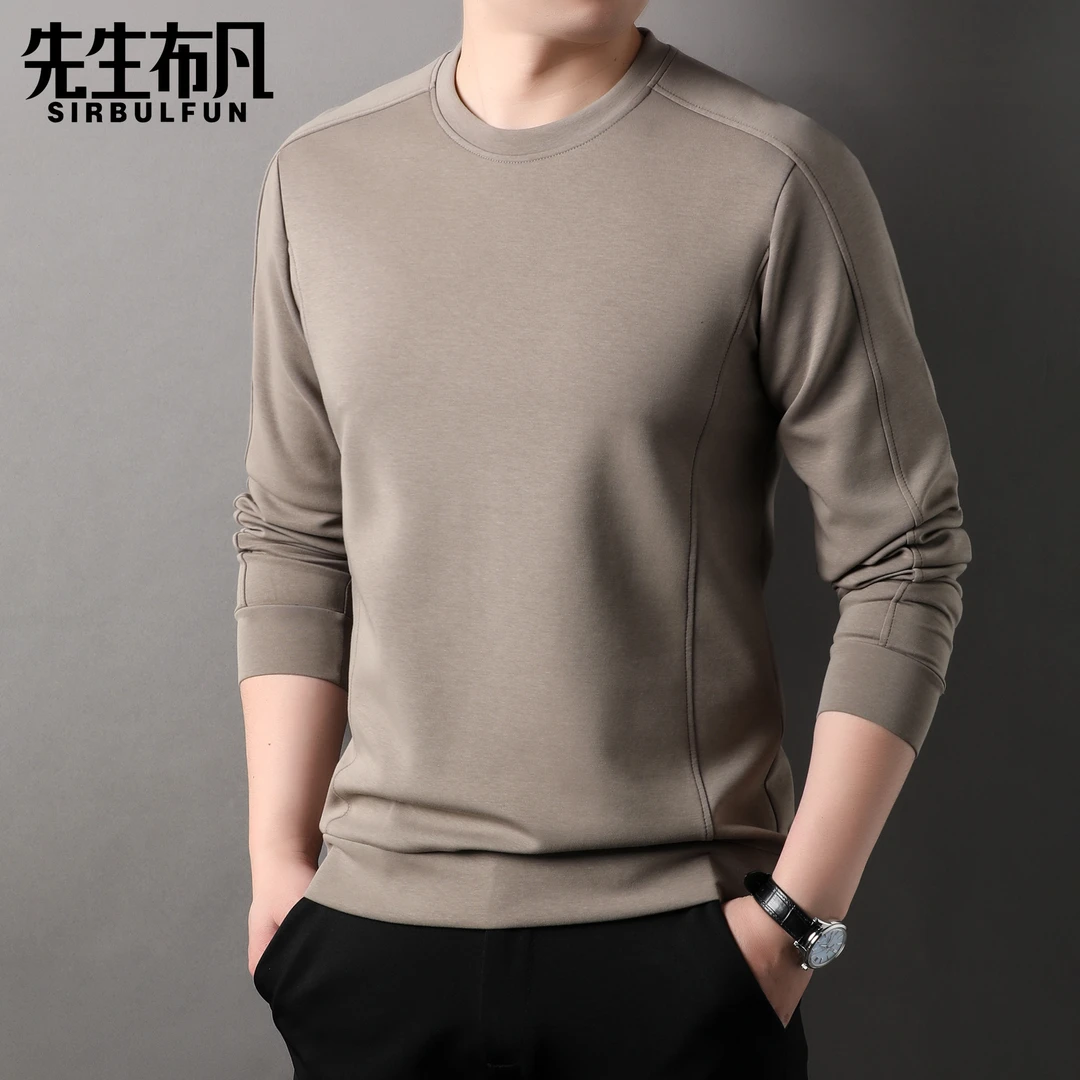 SIRBULFUN/先生布凡秋季男士休闲时尚百搭潮流圆领长袖卫衣纯色