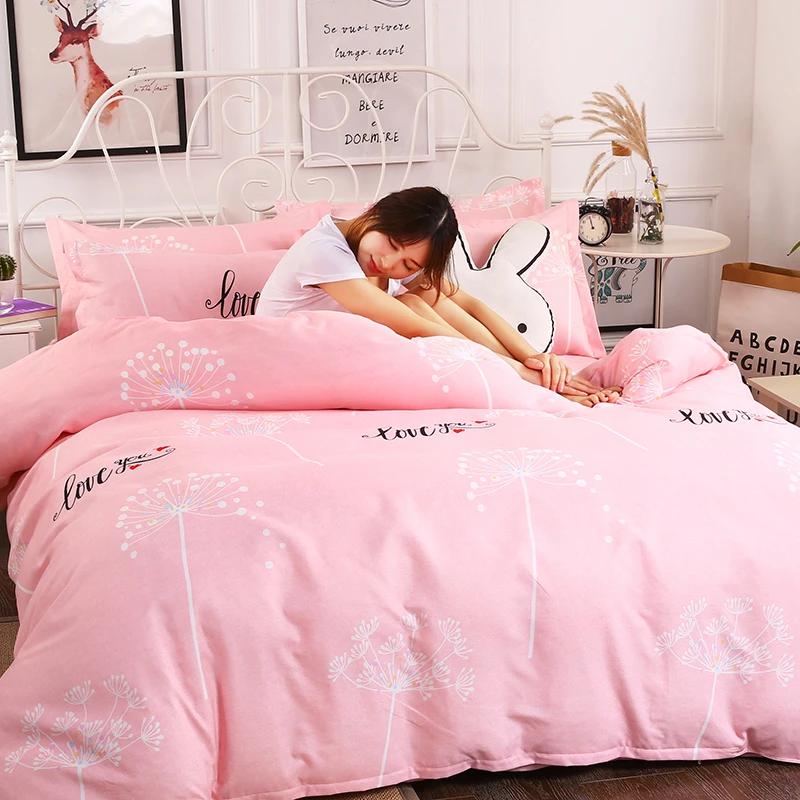 加厚四件套100%纯磨毛亲肤棉被罩单人床单斜纹被套三件套学生宿舍