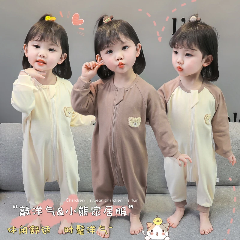 【优选】儿童连体衣睡衣纯棉四季薄款婴儿睡袋