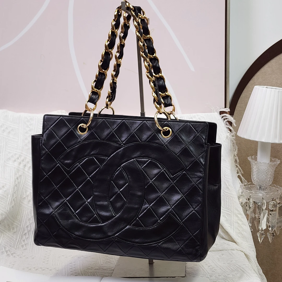 95新 Chanel/香奈儿 大logo菱格链条单肩手提包
