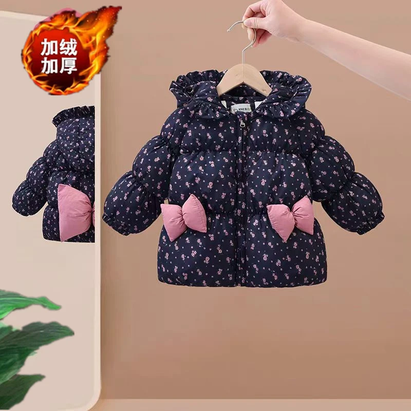 童装女童冬季外套儿童新款2025碎花棉服宝宝棉衣加绒加厚保暖棉袄