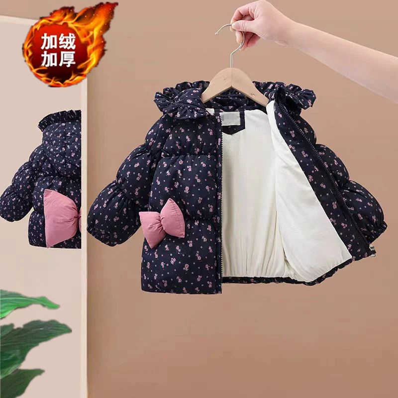 宝宝保暖棉衣冬装秋冬碎花女童日式圆领韩版棉服中小童洋气