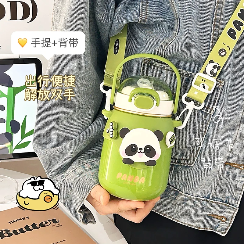 大容量便携水杯儿童保温杯女孩可爱高颜值吸管杯水壶学生上学专用