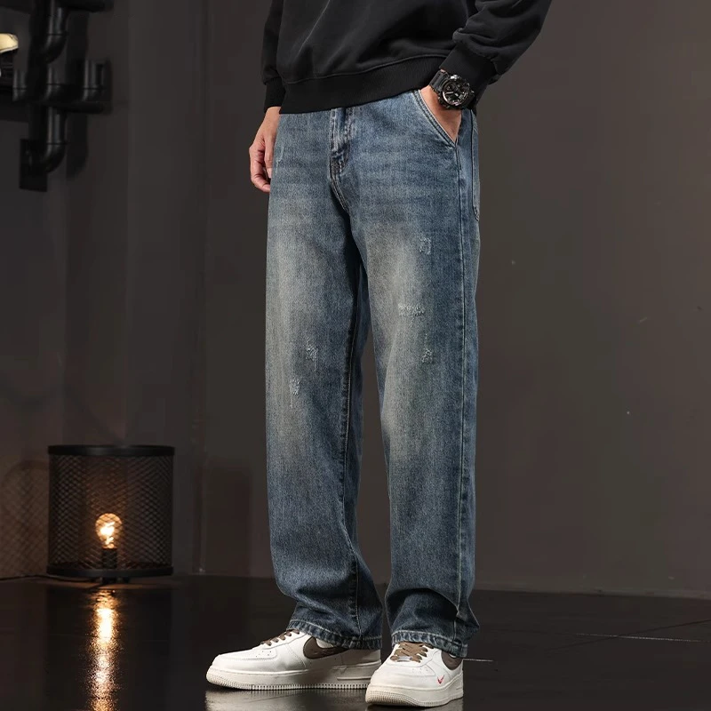 MR.MUDI/穆迪先生美式高街复古牛仔裤男秋季直筒男裤宽松休闲裤子
