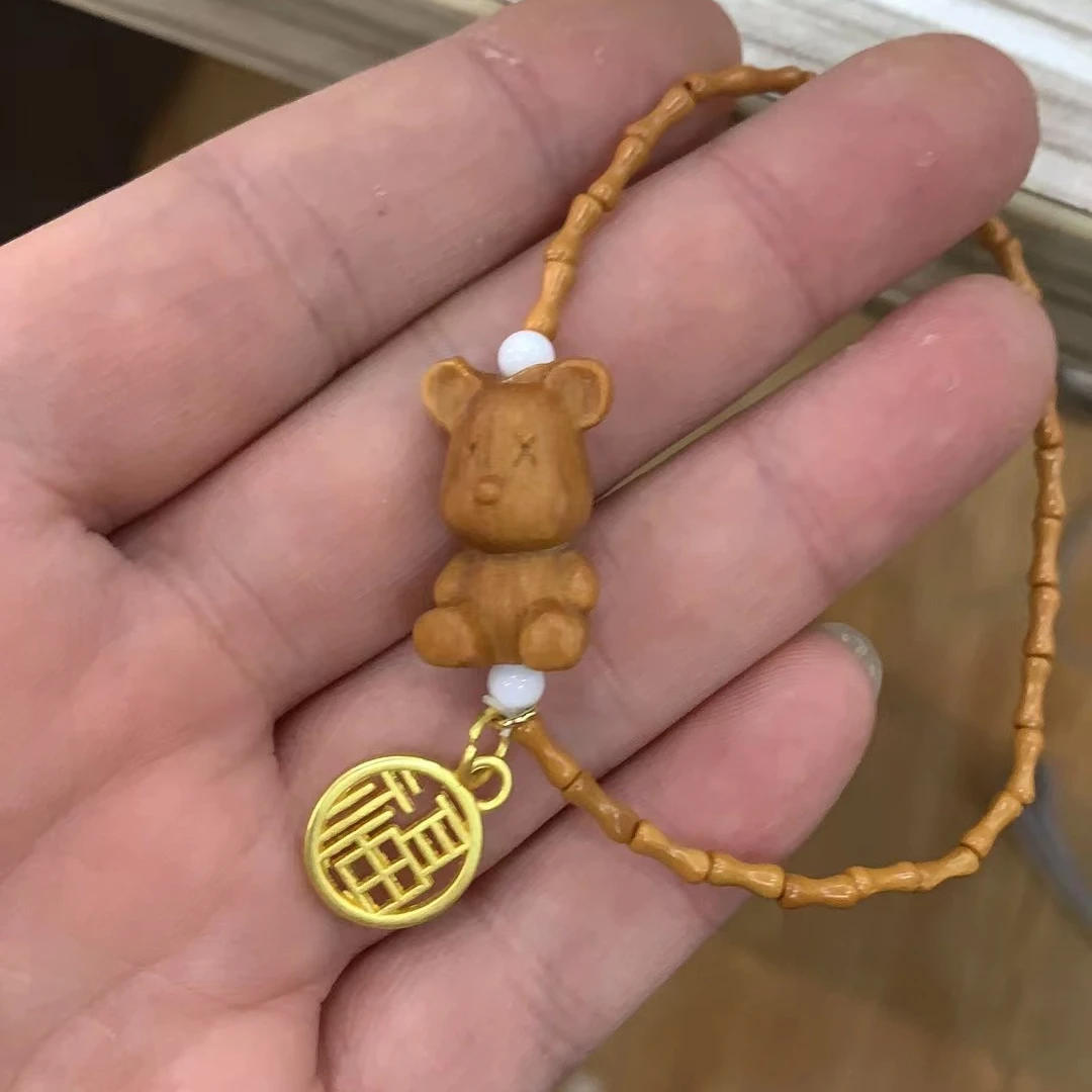 橄榄核DIY小熊手串单圈