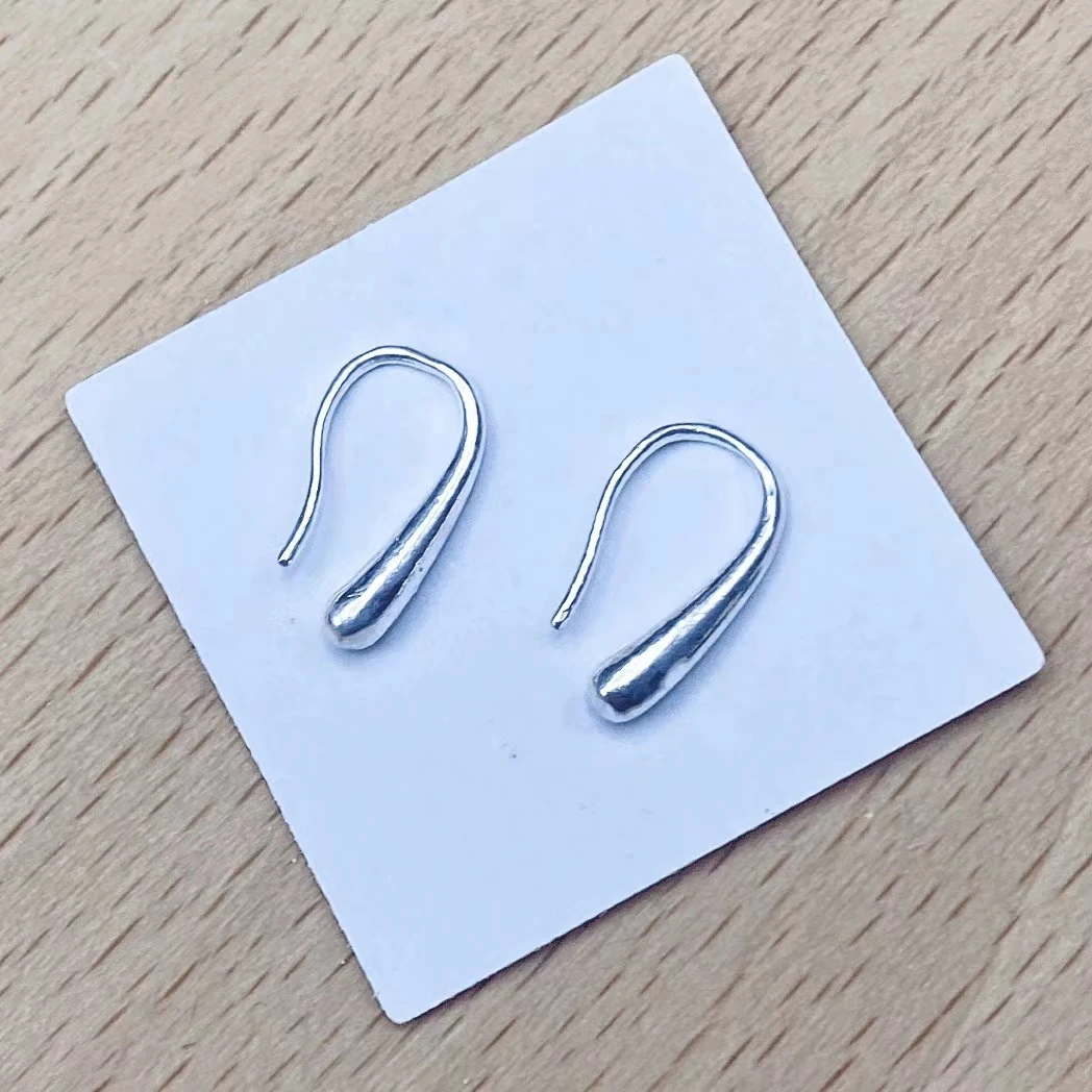 足银耳饰 足银茄子耳环-小板