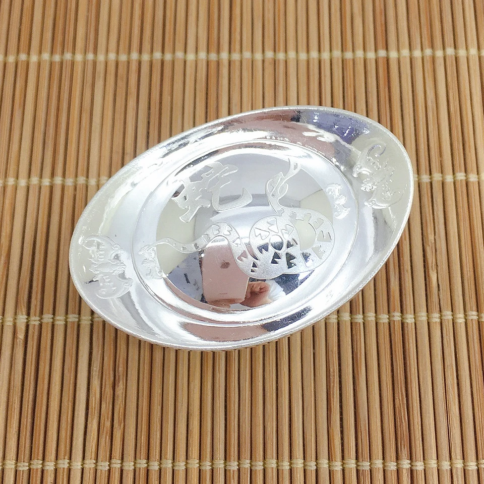 济银 足银银制品 足银999生肖空心元宝精美新年礼物时尚亮面可爱