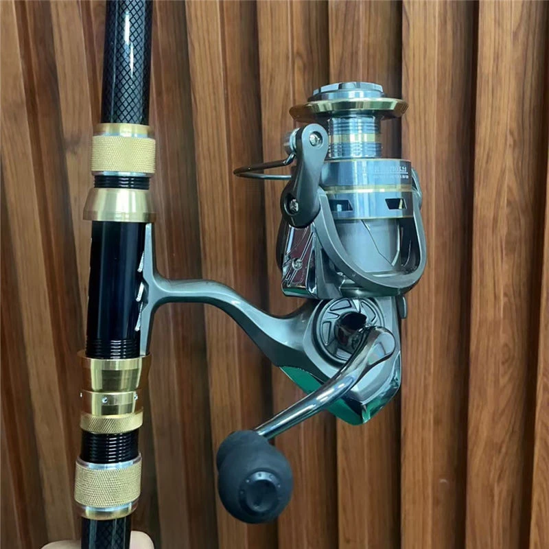钓德来暗鸦海竿移动卡座精品远投杆套装金属鱼线轮