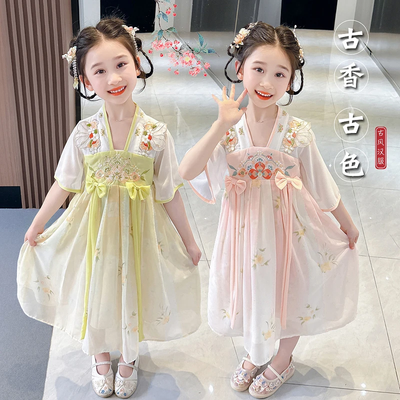 女童汉服连衣裙夏装2024新款宝宝古风超仙夏款中国风古装公主裙子