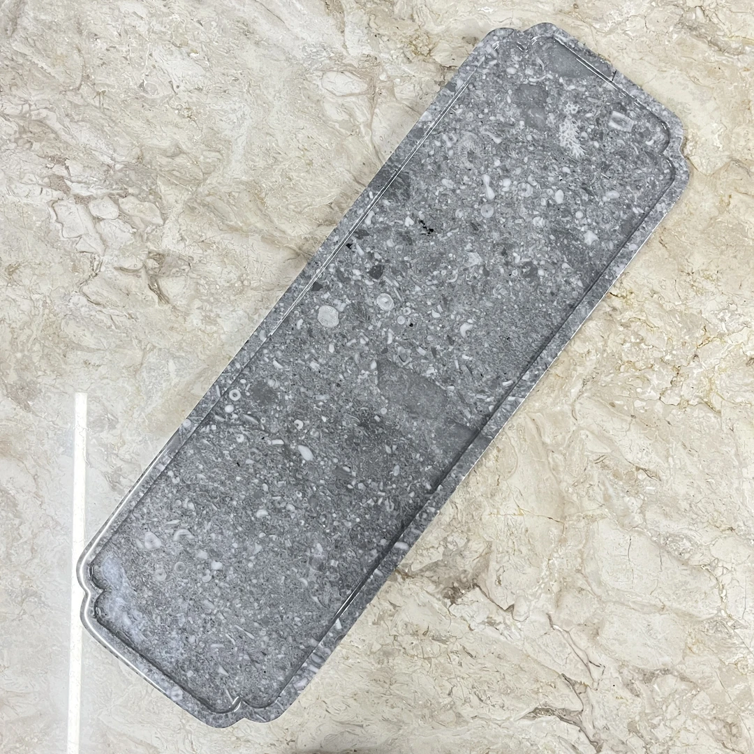 天然大理石干泡台（特价销售）日式精美方形家用简约条纹茶泡台