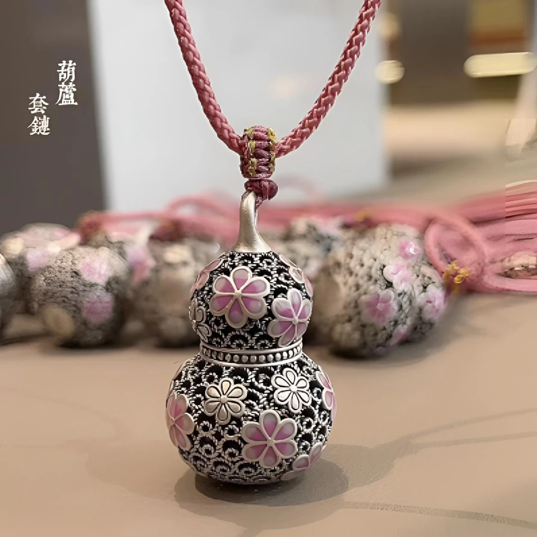 吊坠足银 足银桃之夭夭葫芦古风经典民族风编织项链送女友礼物