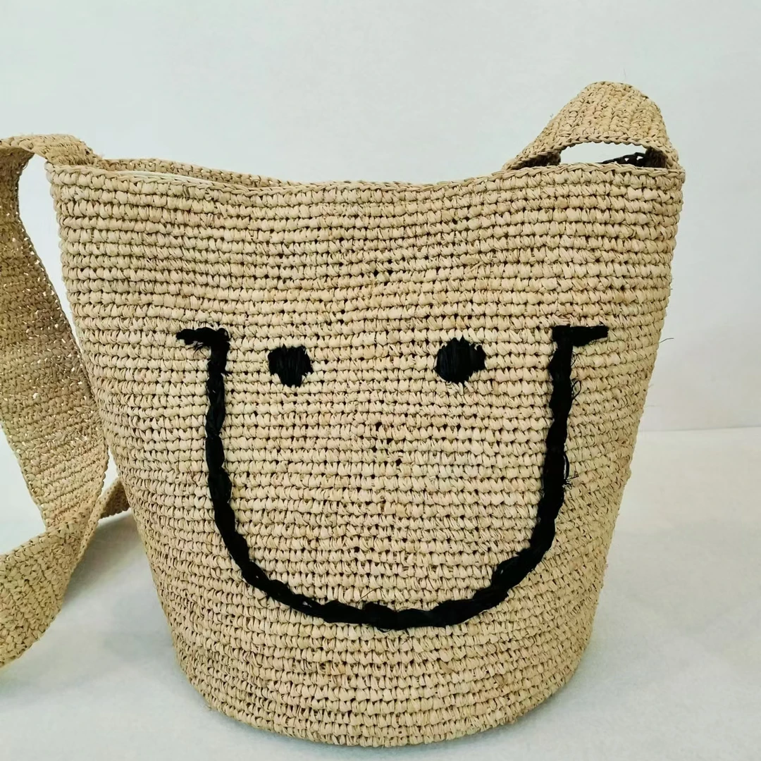 纯手工拉菲草休闲单肩