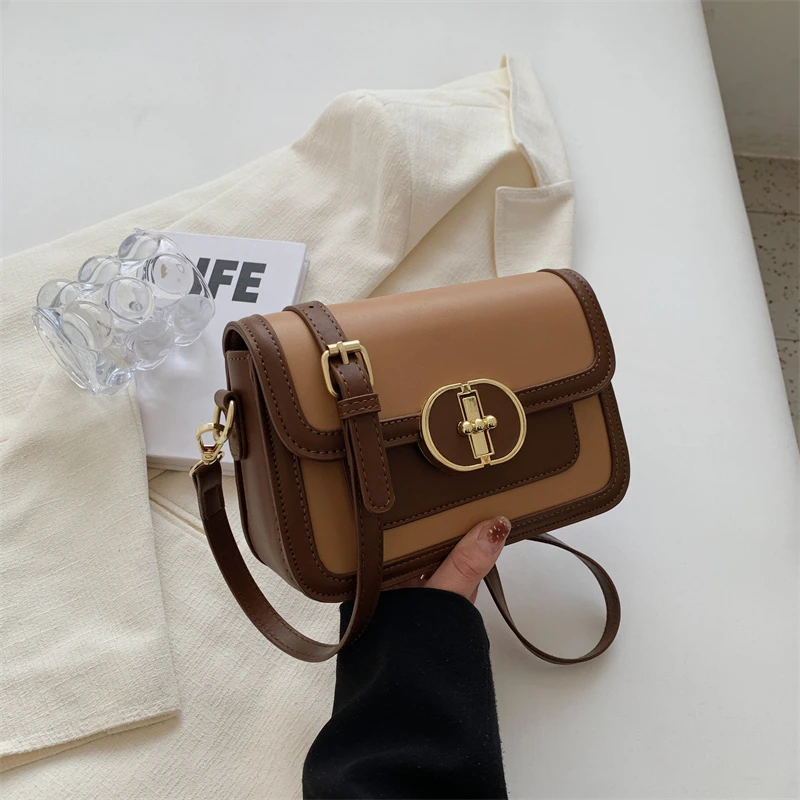 复古撞色多层小方包2025新款时尚百搭小众女士包高级感单肩斜挎包