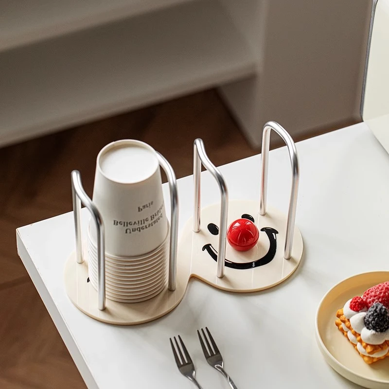 轻奢纸杯架一次性杯子收纳置物架家用咖啡茶杯架取杯器亚克力杯子
