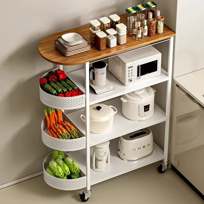 厨房置物架落地锅架多功能小推车蔬菜篮子餐边收纳多层功能储物架