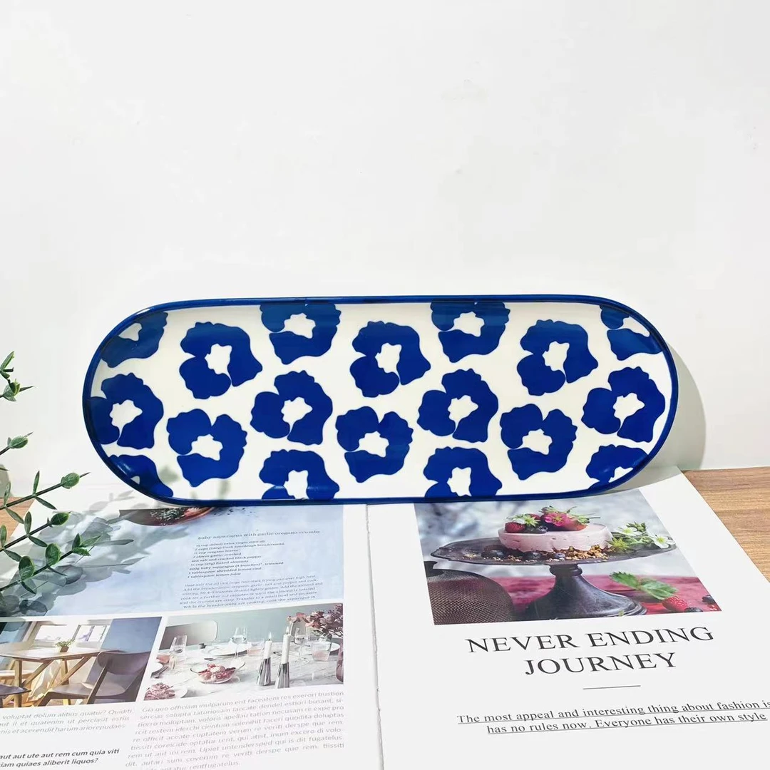 克罗夫顿蓝花长条盘