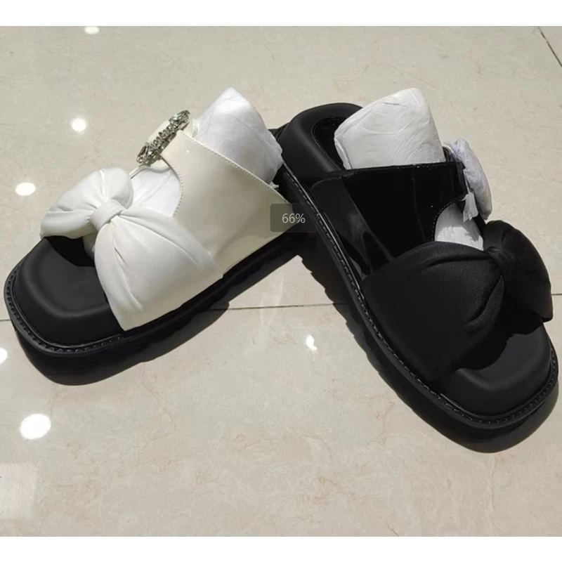 [星腾] 女休闲时尚百搭夏蝴蝶结绑带金属扣袢厚底凉鞋-SHOESZ000