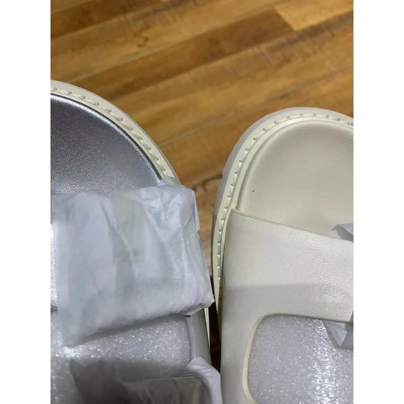 [星腾] 女夏季百搭鞋子法式厚底白色银色凉鞋-S1098