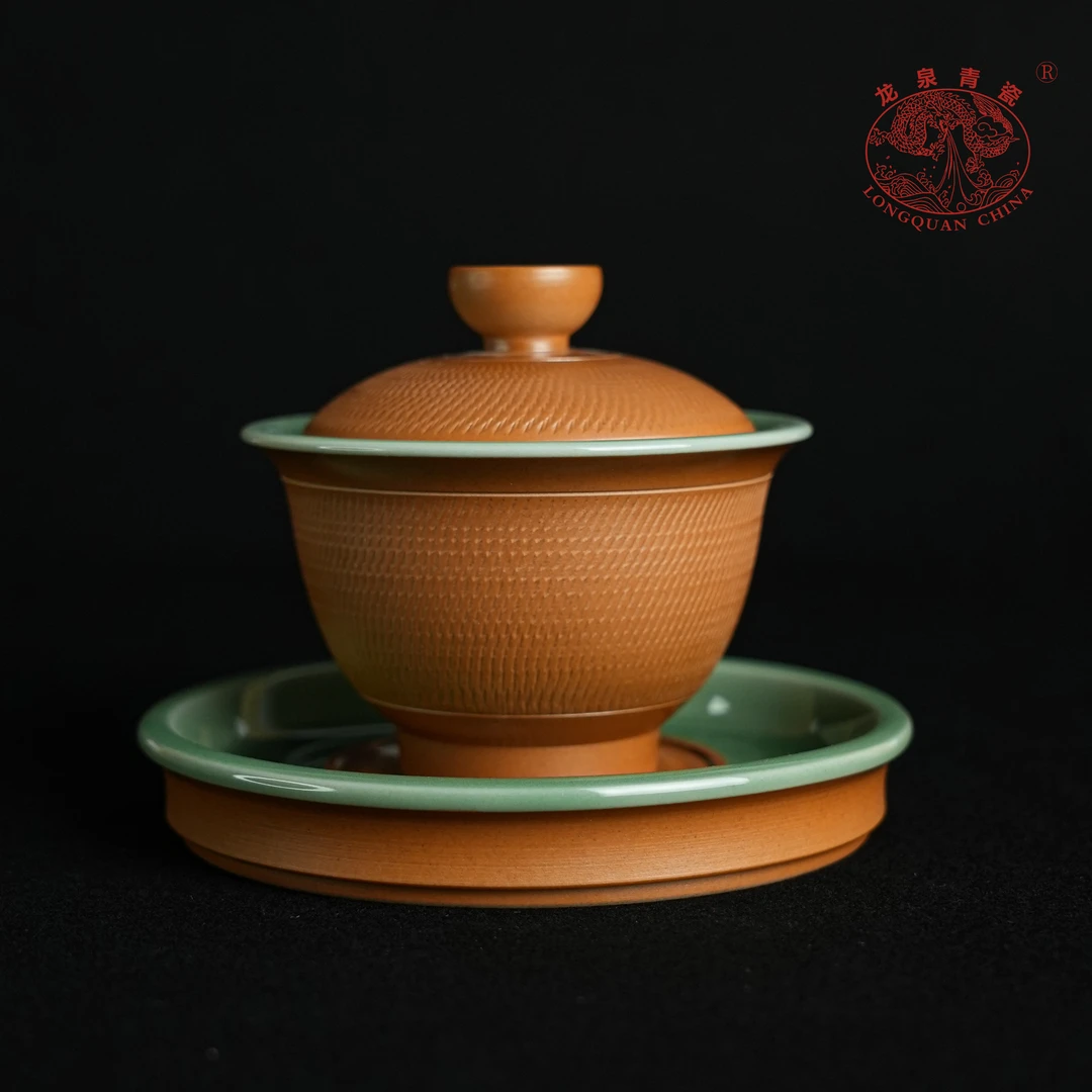 【龙泉青瓷官方正品】大元宝跳刀盖碗 茶杯手工泡茶陶瓷茶具180ml