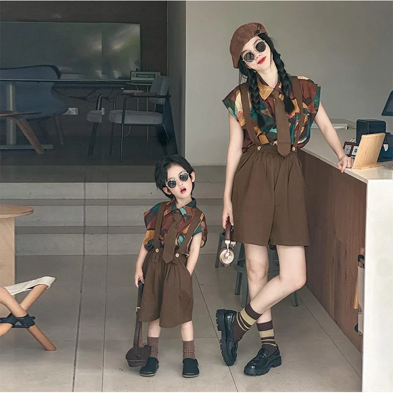 【衬衫背带裤套装】晚晚亲子装男女童港风小众套装母子宝藏衣橱上新