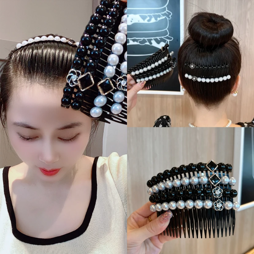 非金属亚克力发饰 时尚百搭珠珠刘海碎发插梳后脑勺碎发整理神器