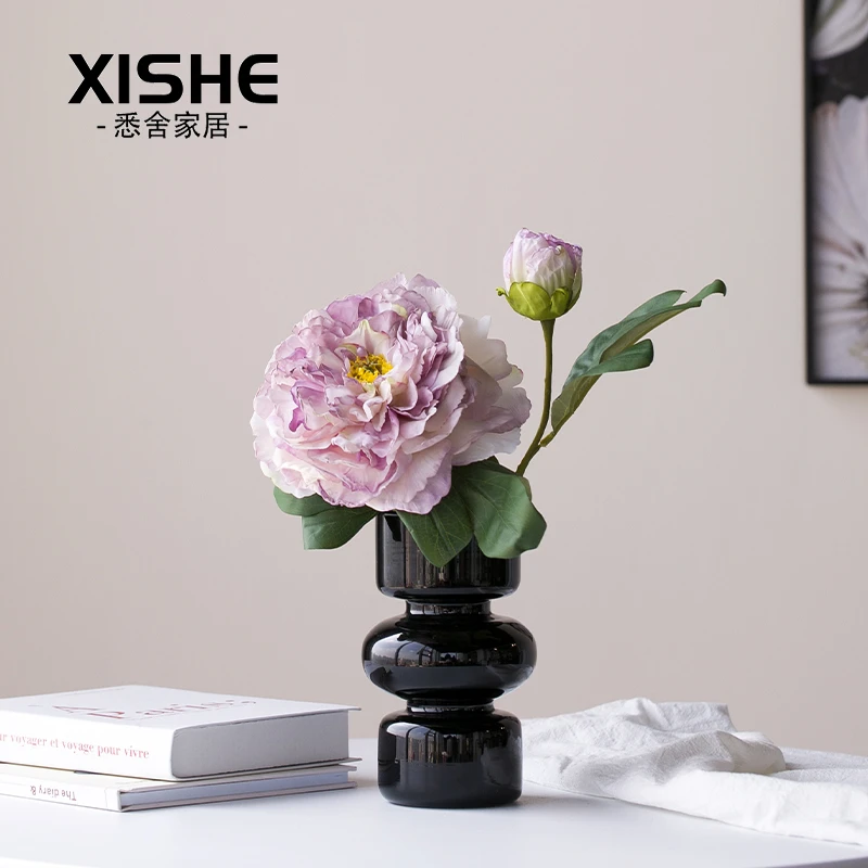 创意简约陶瓷芍药牡丹花瓶摆件郁金香客厅ins风仿真餐桌仿真花