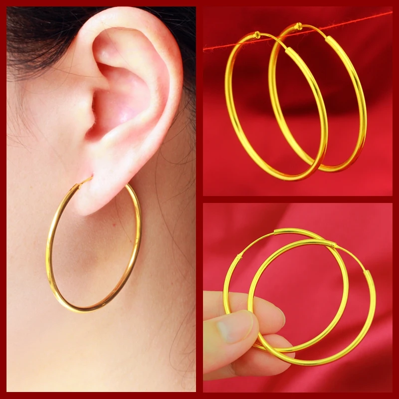 铜合金耳饰 金色气质时尚大圈圈光面耳环女久不掉色精美送妈妈