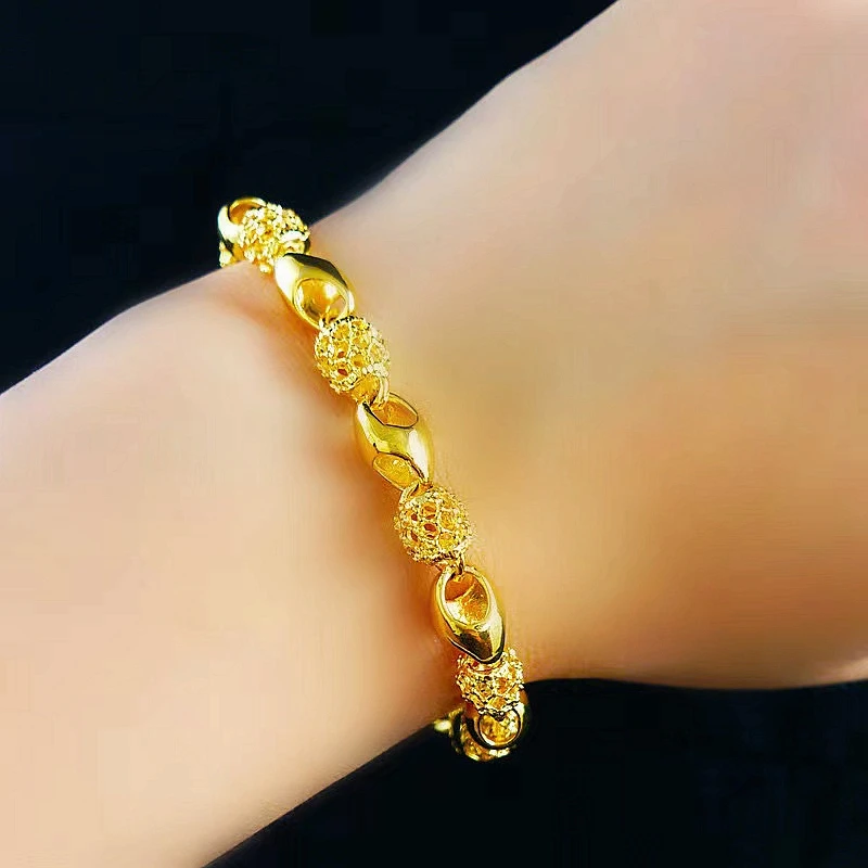 铜合金手链 玲珑款金色手链女久不掉色女镀真金色镂空手串送妈妈