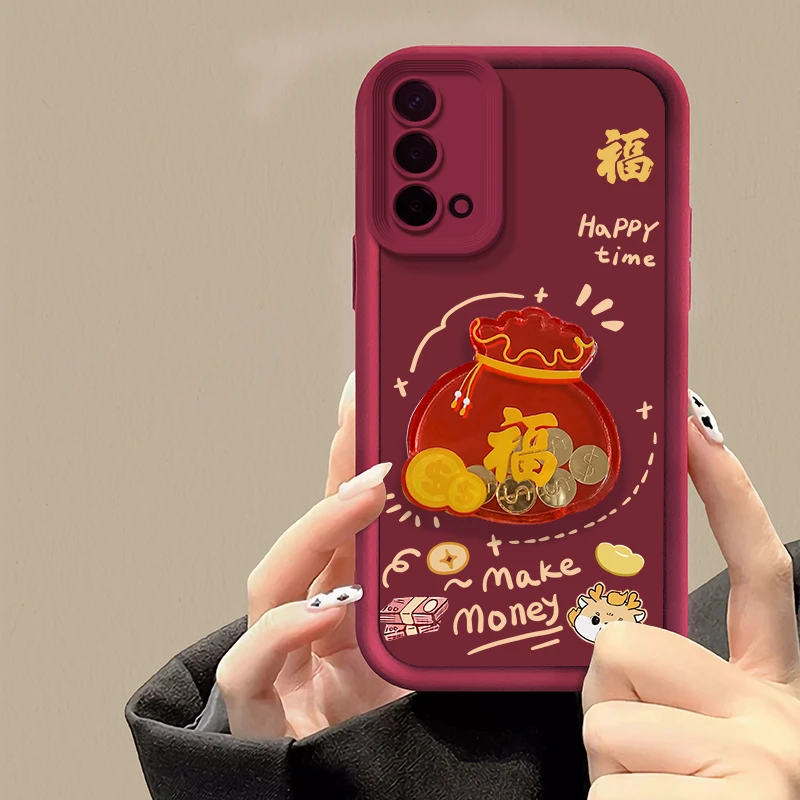 适用oppoa93s手机壳PFGM00女款防摔创意全包个性男happy钱币福袋