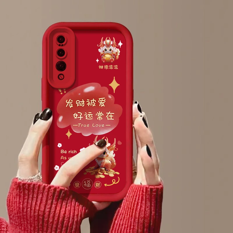 适用华为p20pro手机壳CLT-AL00女款个性彩绘全包防摔龙年发财被爱