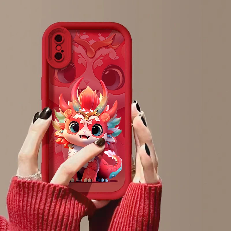 适用iPhone苹果xs手机壳A2100个性创意防摔彩绘全包女呆萌龙宝宝