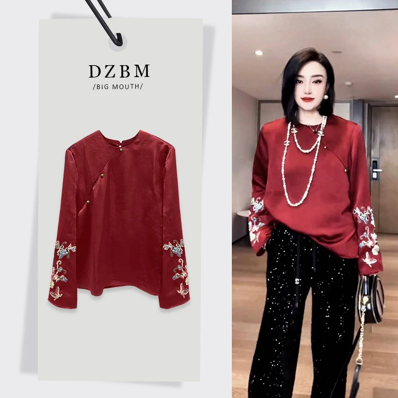 【DZBM】新中式国风提花绸缎刺绣长袖#S6306