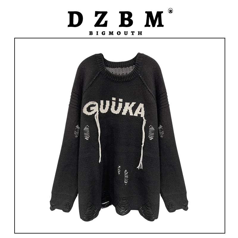 DZBM破洞字母毛衣女2023年新款S6454