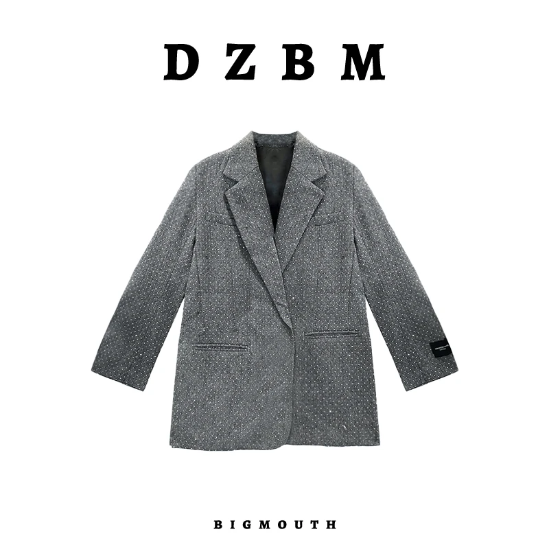 DZBM西装时尚西服毛呢中长款秋冬休闲百搭设计师小西装-W6293