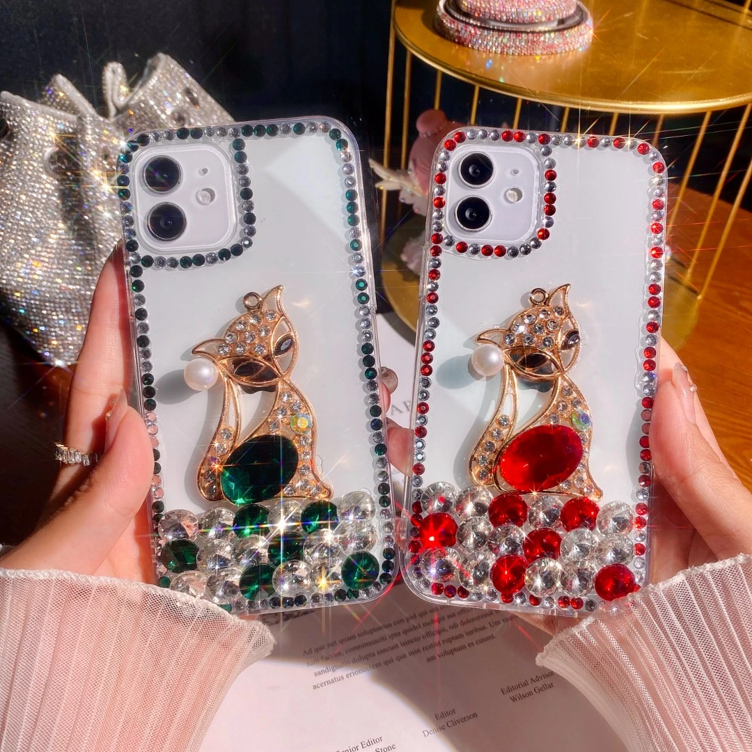 【苹果/华为/OPPO/VIVO/小米】高定奢华定制DIY狐狸镶钻手机壳