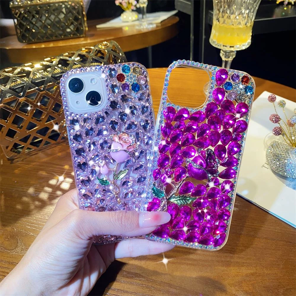 【苹果/华为/OPPO/VIVO/小米】轻奢高定满钻玫瑰花镶钻手机壳