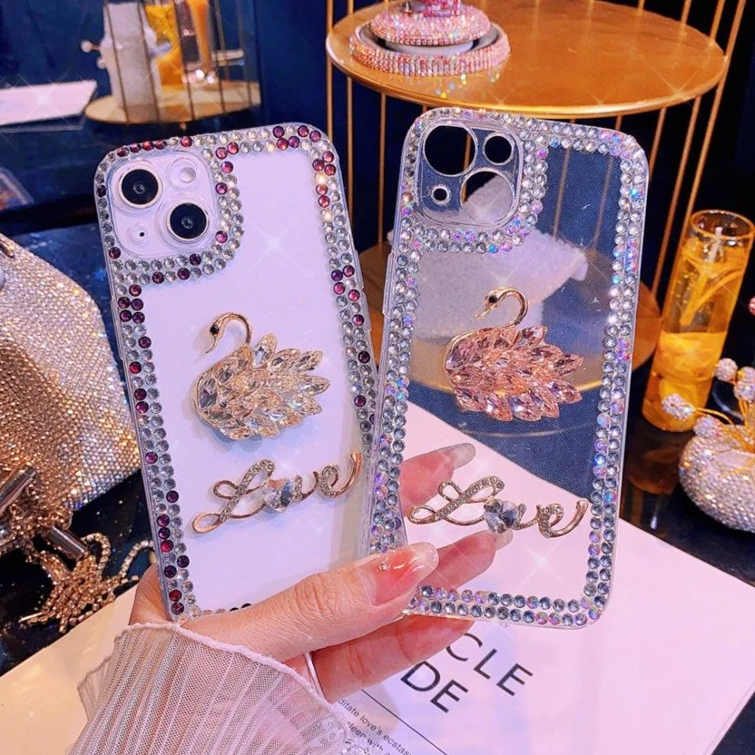 【苹果/华为/OPPO/VIVO/小米】高定奢华大天鹅镶钻手机壳