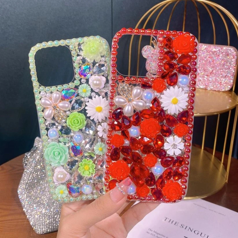 【苹果/华为/OPPO/VIVO/小米】高定奢华珍珠山茶花镶满钻手机壳