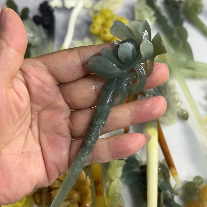 定制蛇纹石玉毛货发饰