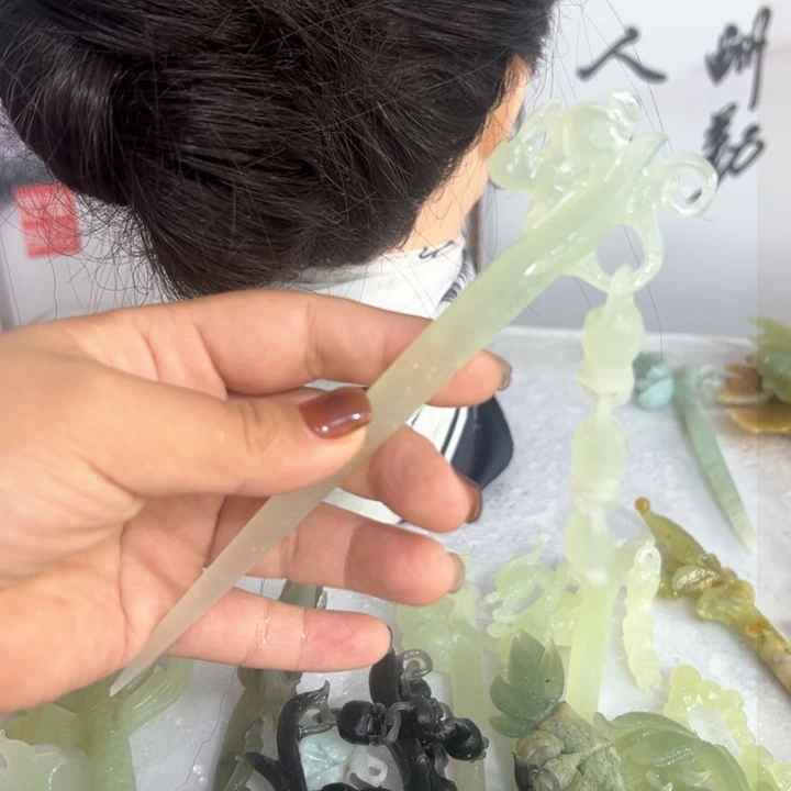 定制蛇纹石玉毛货发饰
