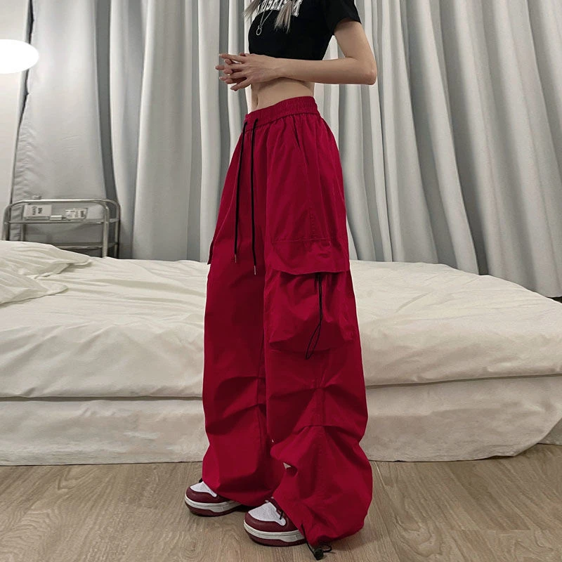 美式高街宽松显瘦阔腿工装裤男女夏季hiphop街舞裤拖地长裤潮