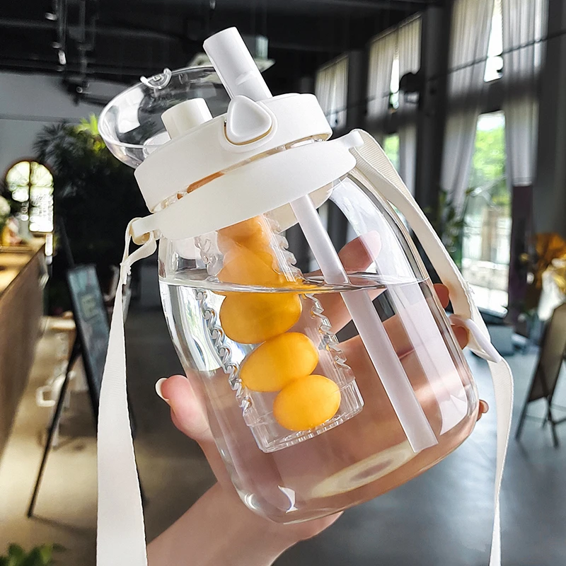 大肚杯耐高温女生带吸管夏季学生高颜值玻璃杯水壶大肚杯